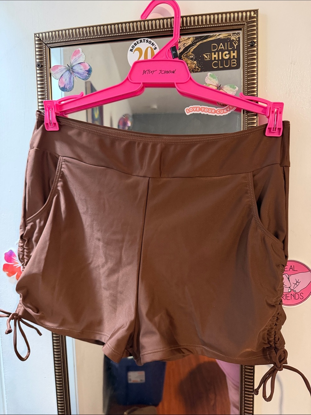 Brown Women's bathing suit  Drawstring Shorts